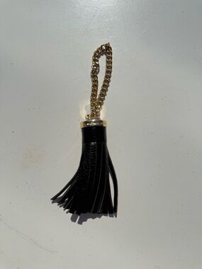 Michael Kors Black Leather Tassel Bag charm